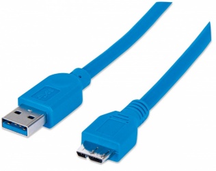 Manhattan Cable USB 3.0, USB A Macho - Micro USB B Macho, 1 Metro, Azul 