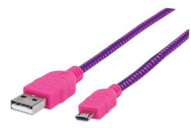 Manhattan Cable USB 2.0 A Macho - Micro USB 2.0 B Macho, 1 Metro, Rosa/Morado 