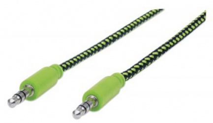 Manhattan Cable 3.5mm Macho - 3.55mm Macho, 1 Metro, Negro/Verde 