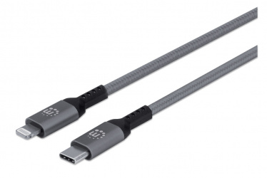 Manhattan Cable Lightning Macho - USB-C Macho, 1 Metro, Gris 