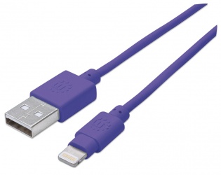 Manhattan Cable de Carga iLynk Certificado MFi Lightning Macho - USB A Macho, 1 Metro, Púrpura, para iPod/iPhone/iPad 
