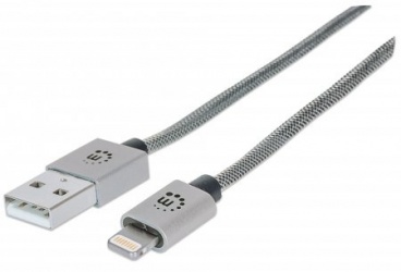 Manhattan Cable USB 2.0 A Macho - Lightning Macho, 1 Metro, Plata 