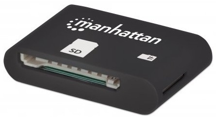 Manhattan Lector de Memoria 406208, MicroSD, USB 2.0, 480 Mbit/s, Negro 