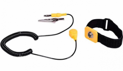 Manhattan Pulsera Antiestática con Cable a Tierra, 1.8 Metros, Negro/Amarillo 