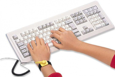 Manhattan Pulsera Antiestática 4101441, con Cable a Tierra, Negro/Amarillo 