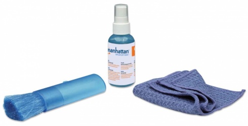 Manhattan  Kit de Limpieza para PC y Pantalla - incluye Solución de Limpieza, Brocha, Paño de Microfibra y Bolsa para Guardar 