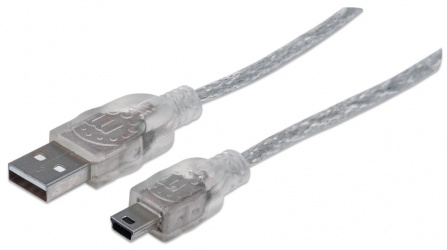Manhattan Cable USB 2.0 A - Mini USB 1.8 B Macho, 1.8 Metros, Plata 