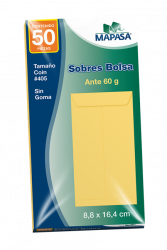 Mapasa Sobre Tipo Bolsa IM0152, 1000 Piezas, 8.8 x 16.4cm, Amarillo 