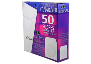 Mapasa Sobre de Papel para CD, Blanco, 50 Piezas 