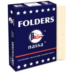 Mapasa Fólder Nassa PC1002, Paquete de 100 Piezas, Tamaño Oficio, Manila 