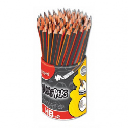 Maped Lápiz Grafito Black Peps, HB2, Negro, Paquete de 72 Piezas 