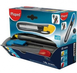 Maped Cutter de Plástico, 12 Piezas, Azul/Rojo/Amarillo 