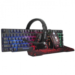 Kit Gamer de Teclado, Mouse, Audífonos y Mousepad Scorpion RGB, Alámbrico, USB, Negro (Inglés) 