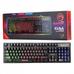 Teclado Gamer Marvo K616A, Alámbrico, USB, Negro (Inglés) 