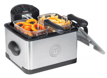 MasterChef Freidora de Aceite MK-DF-4SSV2, 4 Litros, 2 Cestas, 1700W 