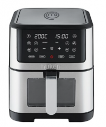 MasterChef Freidora de Aire MKAF8WT, 8 Litros, 1500W, 200 °C, Plata/Negro 