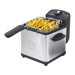 MasterChef Freidora de Aceite MK-DF-1SS, 1.5 Litros, Negro/Acero Inoxidable 