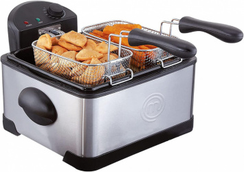 MasterChef Freidora de Aceite Eléctrica MKDF4SS, 4 Litros, Negro/Acero Inoxidable 