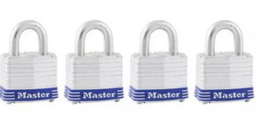 Master Lock Candado de Gancho 3008D de Latón, 40mm, 4 Piezas 