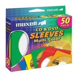 Maxell Sobre para CD/DVD, Multicolor - 50 Piezas 