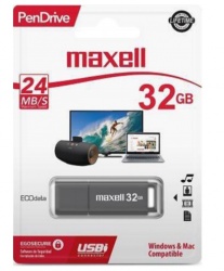 Memoria USB Maxell 346222, 32GB, USB 2.0, Negro 