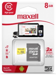 Memoria Flash Maxell, 8GB MicroSD UHS-I Clase 10, con Adaptador 
