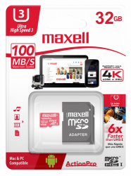 Memoria Flash Maxell 346306, 32GB MicroSD UHS-I Clase 10, con Adaptador 