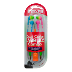 Maxell Kit Audífonos Intrauriculares MAX 347186, Alámbrico, 1.2 Metros, Rosa/Azul 