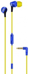 Maxell Audífonos Intrauriculares con Micrófono Fusion, Alámbrico, 3.5mm, Azul/Amarillo 