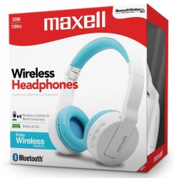 Maxell Audífonos MXH-BT800, Bluetooth, Inalámbrico, Blanco/Azul 