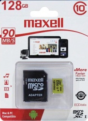 Memoria Flash Maxell 347521, 128GB MicroSDXC Clase 10, con Adaptador 