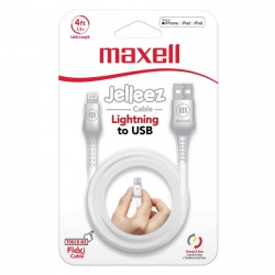 Maxell Cable de Carga Certificado MFi Jelleez Lightning Macho - USB A Macho, 1.2 Metros, Blanco, para iPod/iPhone/iPad 