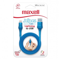 Maxell Cable de Carga Certificado MFi Jelleez Lightning Macho - USB-A Macho, 1.2 Metros, Azul, para iPod/iPhone/iPad 