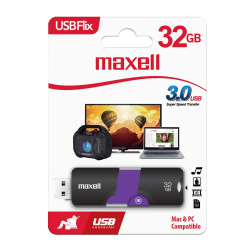 Memoria USB Maxell Flix, 32GB, USB 3.0, Morado 
