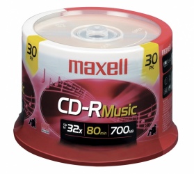Maxell Torre de Discos Virgenes para CD, CD-R, 48x, 700MB - 30 Piezas 
