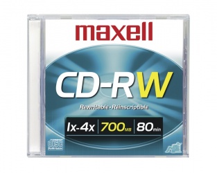 Maxell Disco Virgen para CD, CD-RW, 4x, 700MB, 1 Pieza 