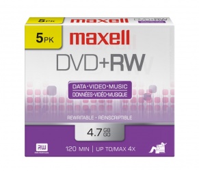 Maxell Torre de Discos Virgenes, DVD+RW, 4x, 4.7GB, 5 Piezas 