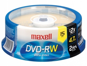 Maxell Torre de Discos Virgenes, DVD-RW, 2x, 4.7GB, 15 Piezas 