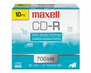 Maxell Discos Virgenes para CD, CD-R, 48x, 700MB - 10 Piezas 