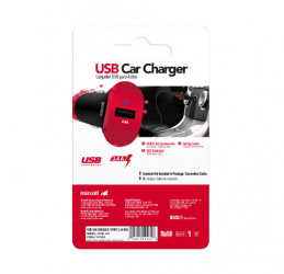 Maxell Cargador para Auto 347408, 12W, 1x USB-A, Negro/Rojo 