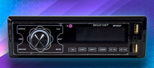 Megafire Autoestéreo MF36UF, FM, USB/Micro SD/Bluetooth, Negro 