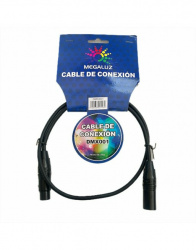 Megaluz Extensión para DMX XLR-Macho - XLR-Hembra, 10 Metros, Negro 