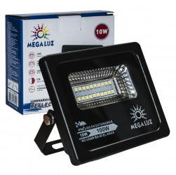 Megaluz Reflector Flat LED, 10W, Negro 