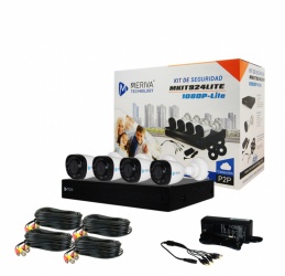 Meriva Technology Kit de Vigilancia MKIT924LITE de 4 Cámaras CCTV Bullet MSC-206Lite y 4 Canales, con Grabadora - sin Disco Duro 