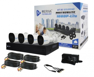 Meriva Technology Kit de Vigilancia MKIT926LITE de 4 Cámaras CCTV Bullet MSC-207Lite y 4 Canales, con Grabadora - sin Disco Duro 