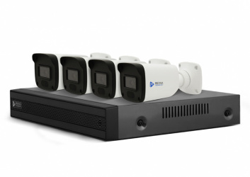 Meriva Technology Kit de Vigilancia MKIT927 de 4 Cámaras Bullet IP y 4 Canales, con Grabadora 