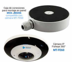 Meriva Technology Kit Cámara IP Domo Fisheye para Interiores/Exteriores MT-FE60, Álambrico, 2160 x 2160 Pixeles - Incluye Caja de Conexiones 