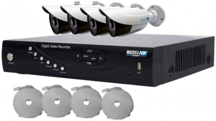 Meriva Technology Kit de Vigilancia NVR-106KIT de 4 Cámaras y 4 Canales, con Grabadora 