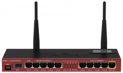 Router MikroTik Gigabit Ethernet RB2011UiAS-2HND-IN, Inalámbrico, 300Mbit/s, 10x RJ-45, 2.4GHz, 2 Antenas de 4dBi 