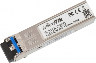 MikroTik Módulo Transceptor MiniGbic SFP 1.25G, LC Duplex Monomodo, 1250 Mbit/s, 20KM 